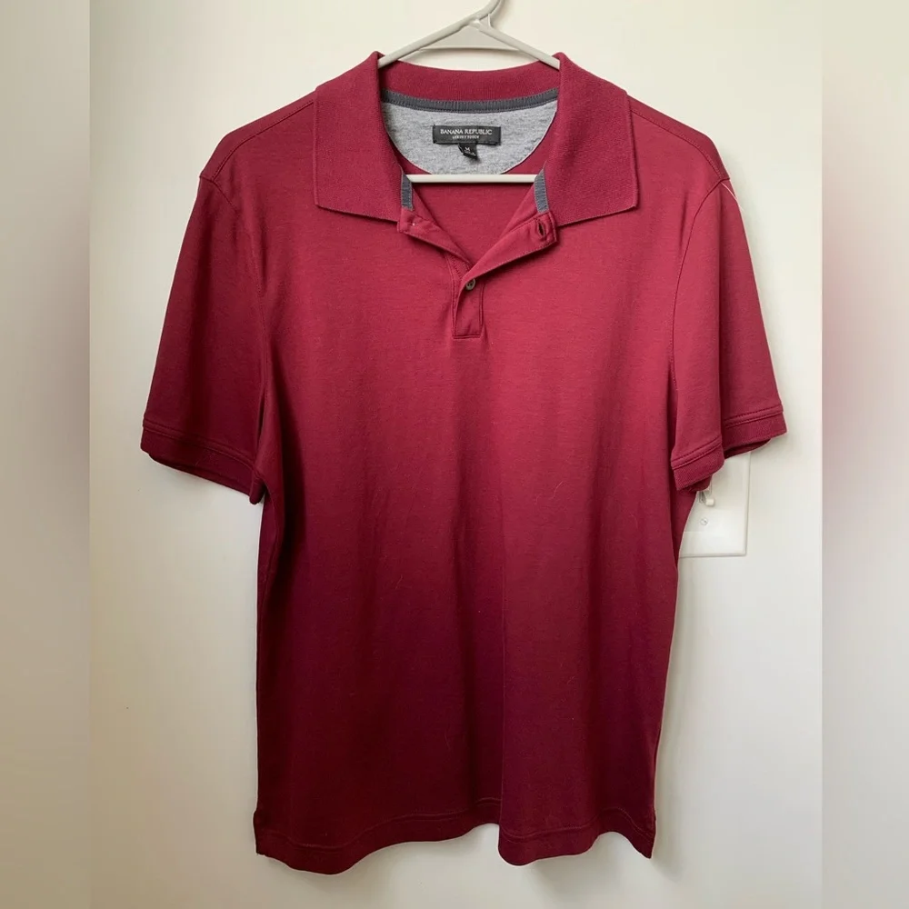 BANANA REPUBLIC Men’s Luxury Touch Burgundy Short Sleeve Cotton Polo Shirt